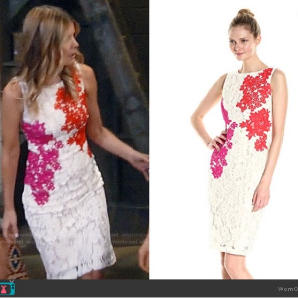 Jax Mixed Lace & Embroidered Floral Sheath Dress Szā 16 EUC